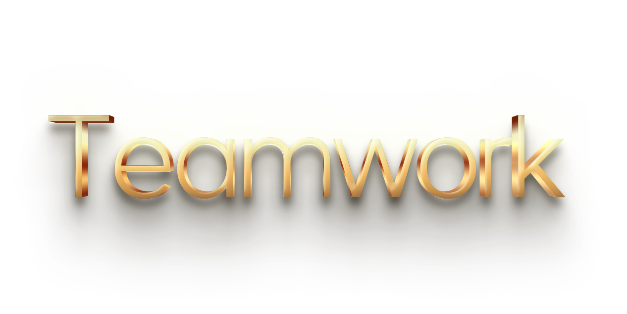 WORD TEAMWORK gold 3D text effects art typography PNG images free